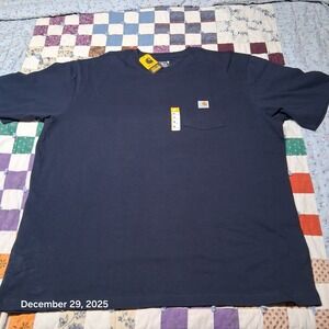 2XL Carhartt Loose Fit Heavyweight Short Sleeve Navy Blue Pocket T Shirt K87